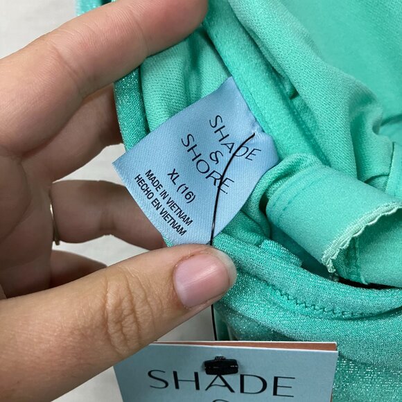 Shade & Shore Turquoise Green Sparkle Bandeau Medium Coverage One Piece Swimsuit - Picture 15 of 16